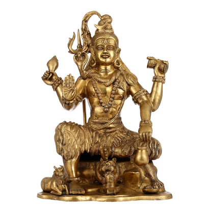 Shiva Brass Statue with Nandi - 18" Height