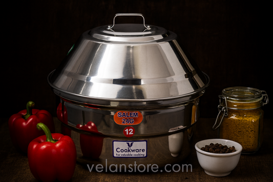 Vcookware Stainless Steel Chettinadu Idli Pot – Traditional Steamer for Soft & Fluffy Idlis
