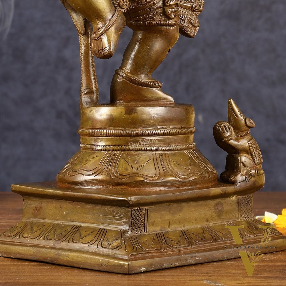 Chola-Inspired Dancing Ganapati Brass Statue | Nritya Ganesha | Height: 13 inch