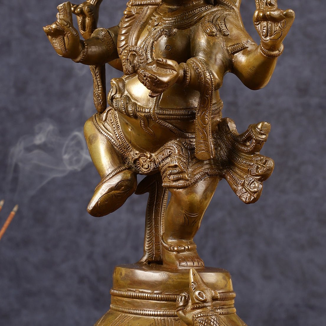 Chola-Inspired Dancing Ganapati Brass Statue | Nritya Ganesha | Height: 13 inch