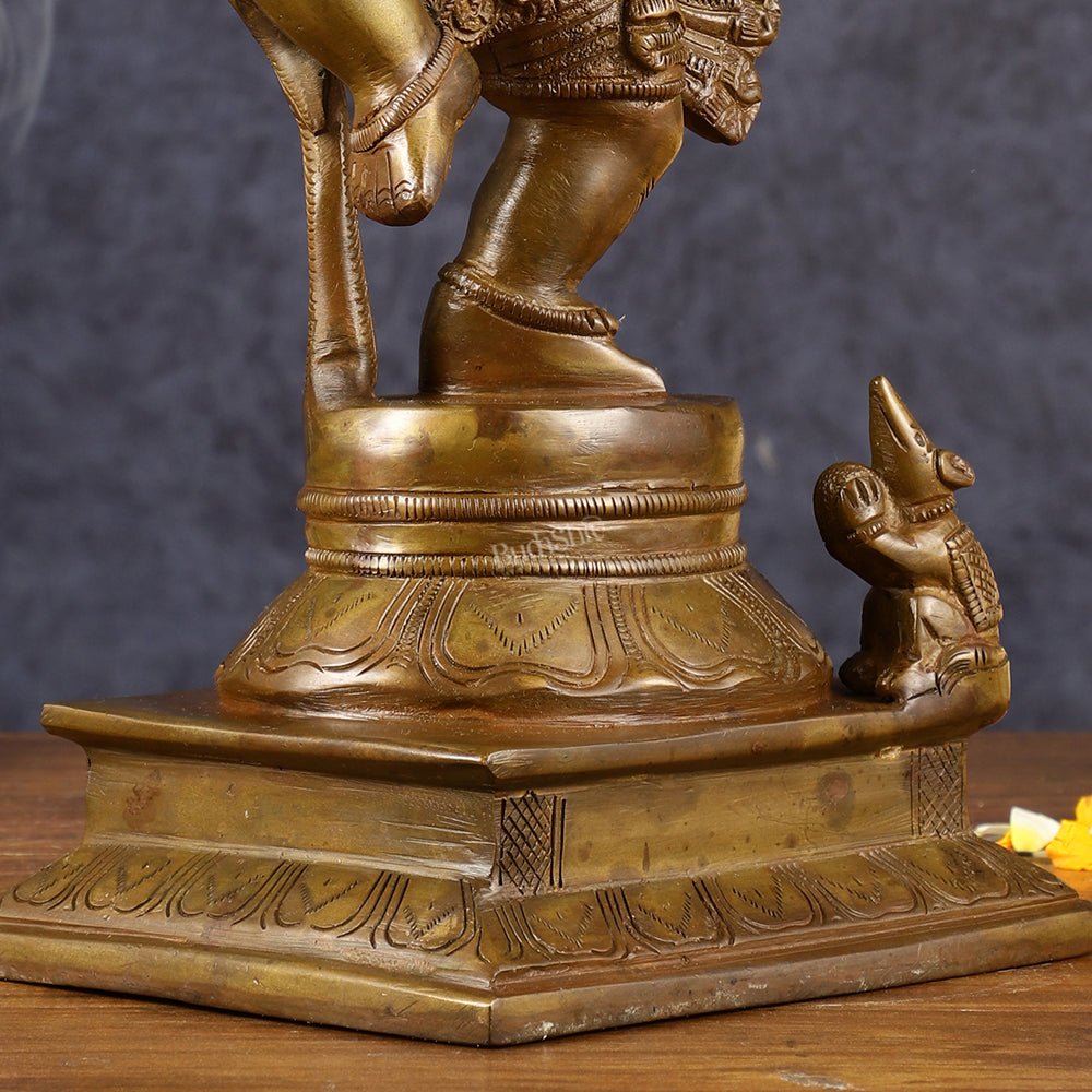 Chola-Inspired Dancing Ganapati Brass Statue | Nritya Ganesha | Height: 13 inch