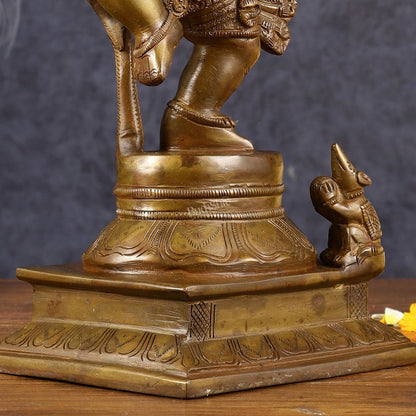 Chola-Inspired Dancing Ganapati Brass Statue | Nritya Ganesha | Height: 13 inch