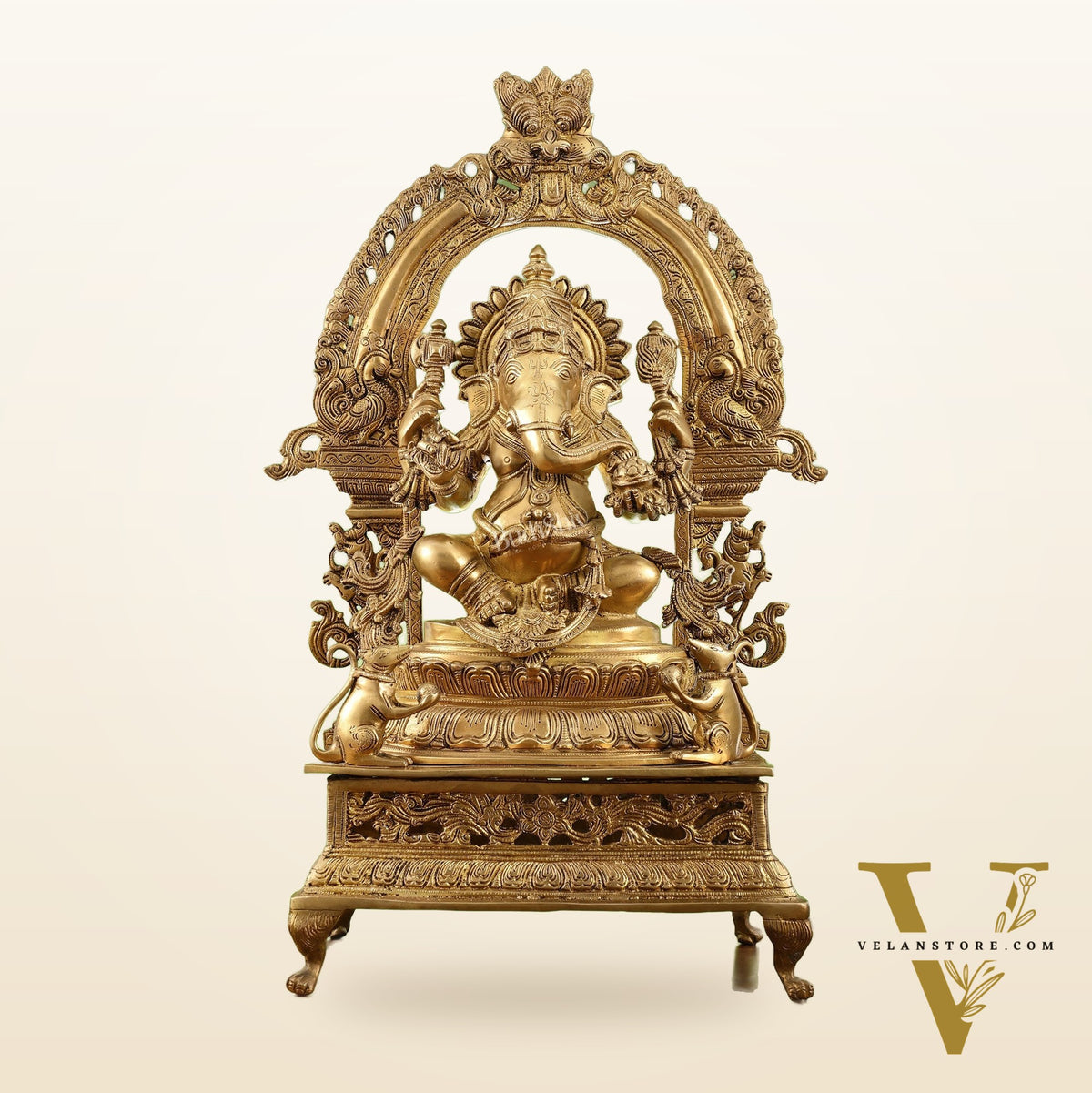 Chola-Inspired Superfine Brass Ganesha Statue 27"