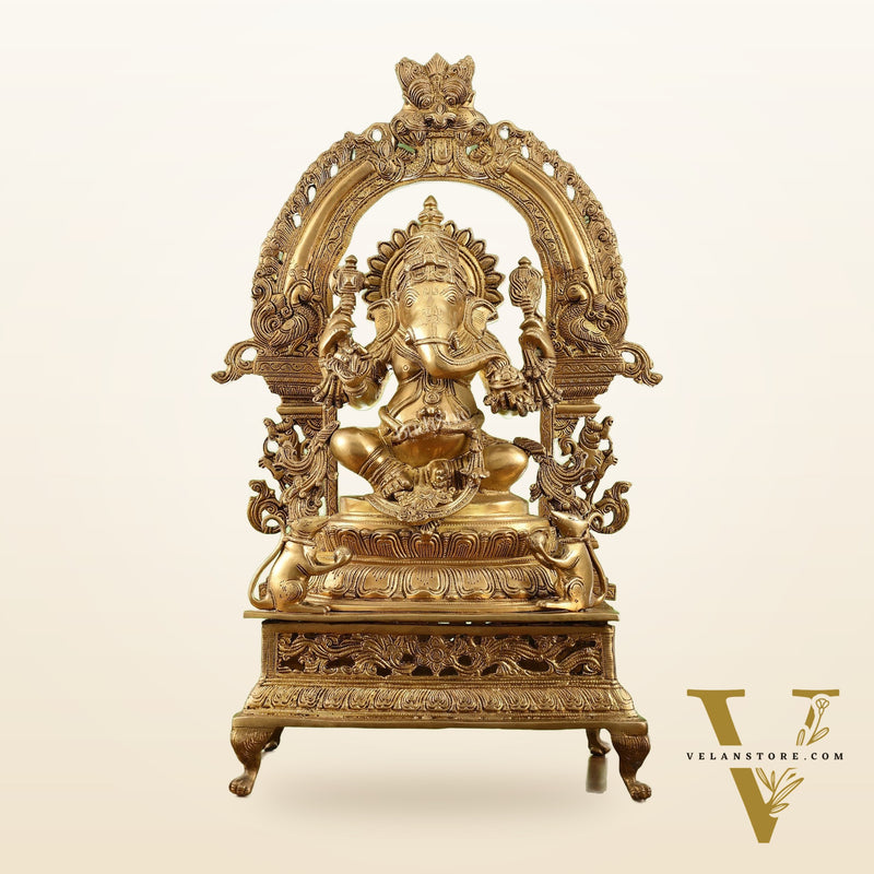 Chola-Inspired Superfine Brass Ganesha Statue 27"