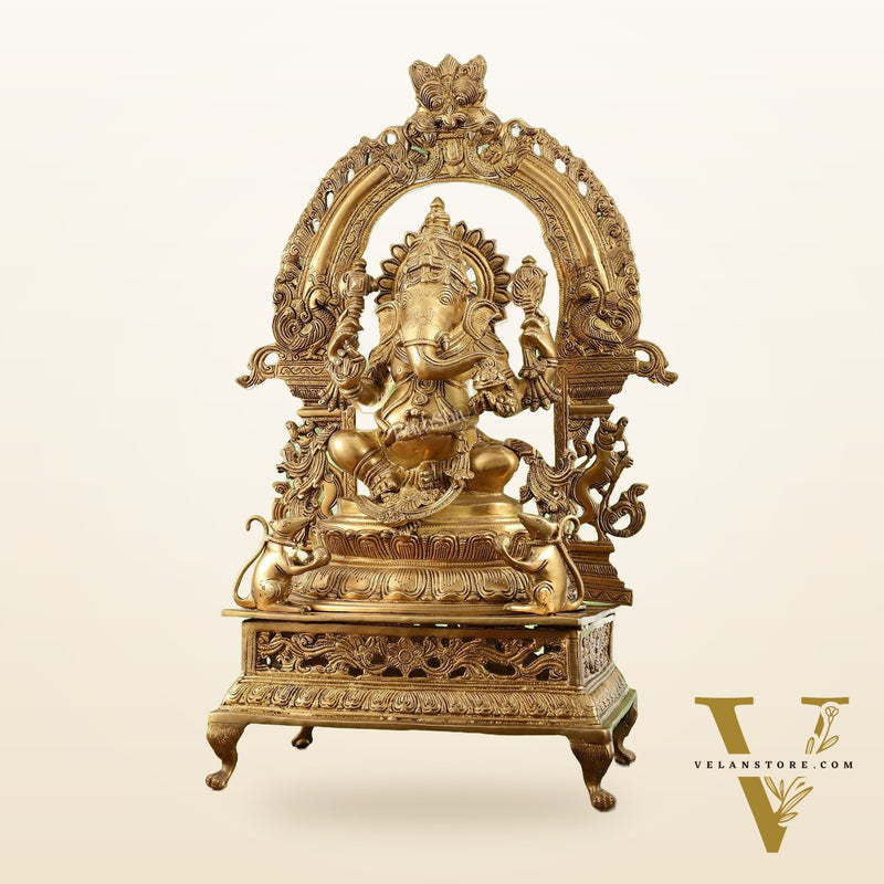 Chola-Inspired Superfine Brass Ganesha Statue 27"