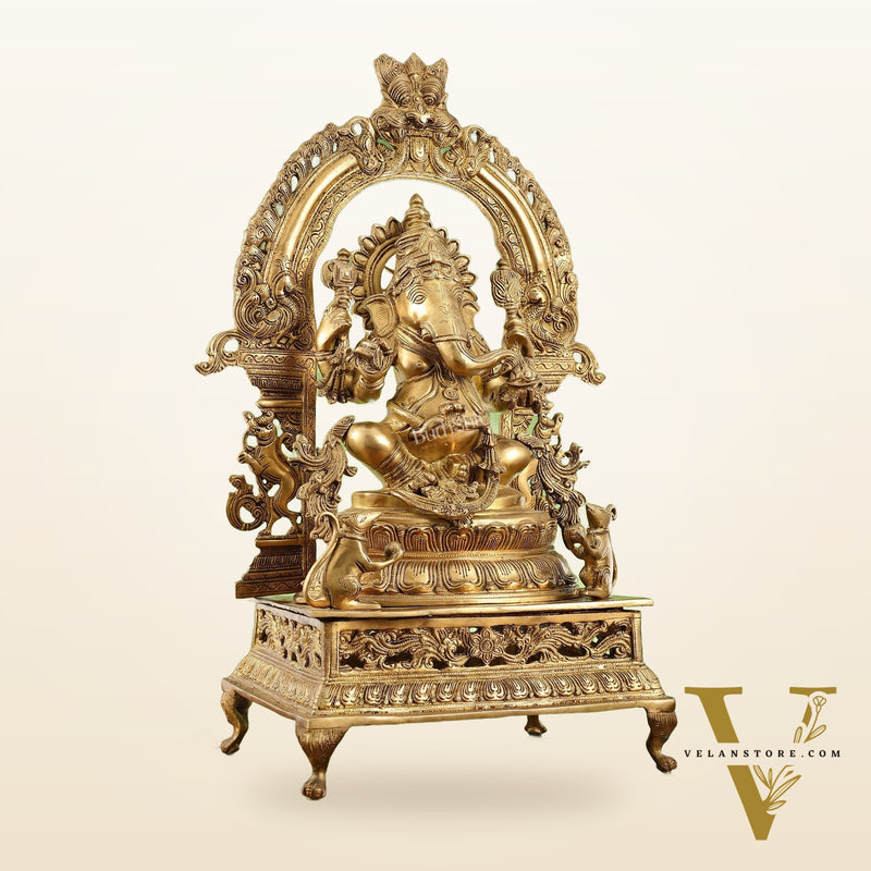 Chola-Inspired Superfine Brass Ganesha Statue 27"