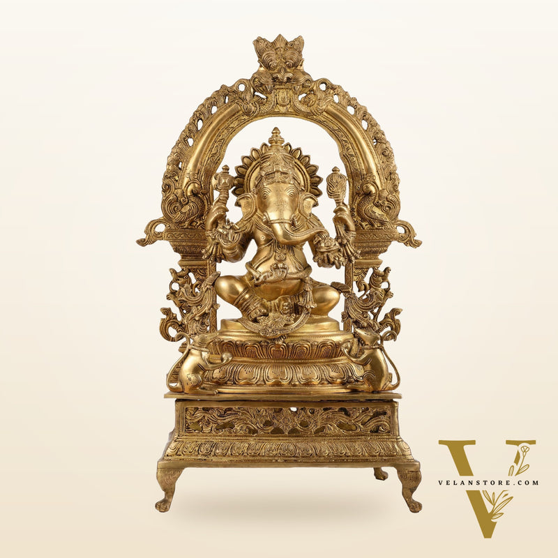 Chola-Inspired Superfine Brass Ganesha Statue 27"