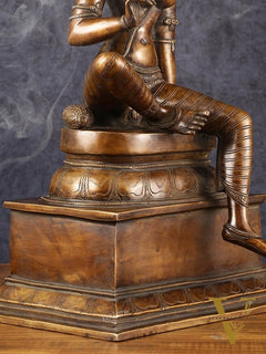 Chola Style Bhoga Shakti Brass Seated Parvati Uma Devi Sculpture | Height: 20.5 inch