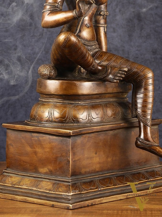 Chola Style Bhoga Shakti Brass Seated Parvati Uma Devi Sculpture | Height: 20.5 inch