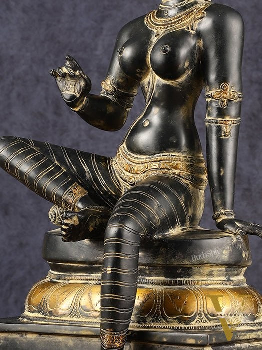 Chola Style Bhoga Shakti Brass Seated Parvati Uma Devi Sculpture | Height: 20.5 inch