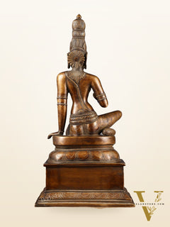 Chola Style Bhoga Shakti Brass Seated Parvati Uma Devi Sculpture | Height: 20.5 inch