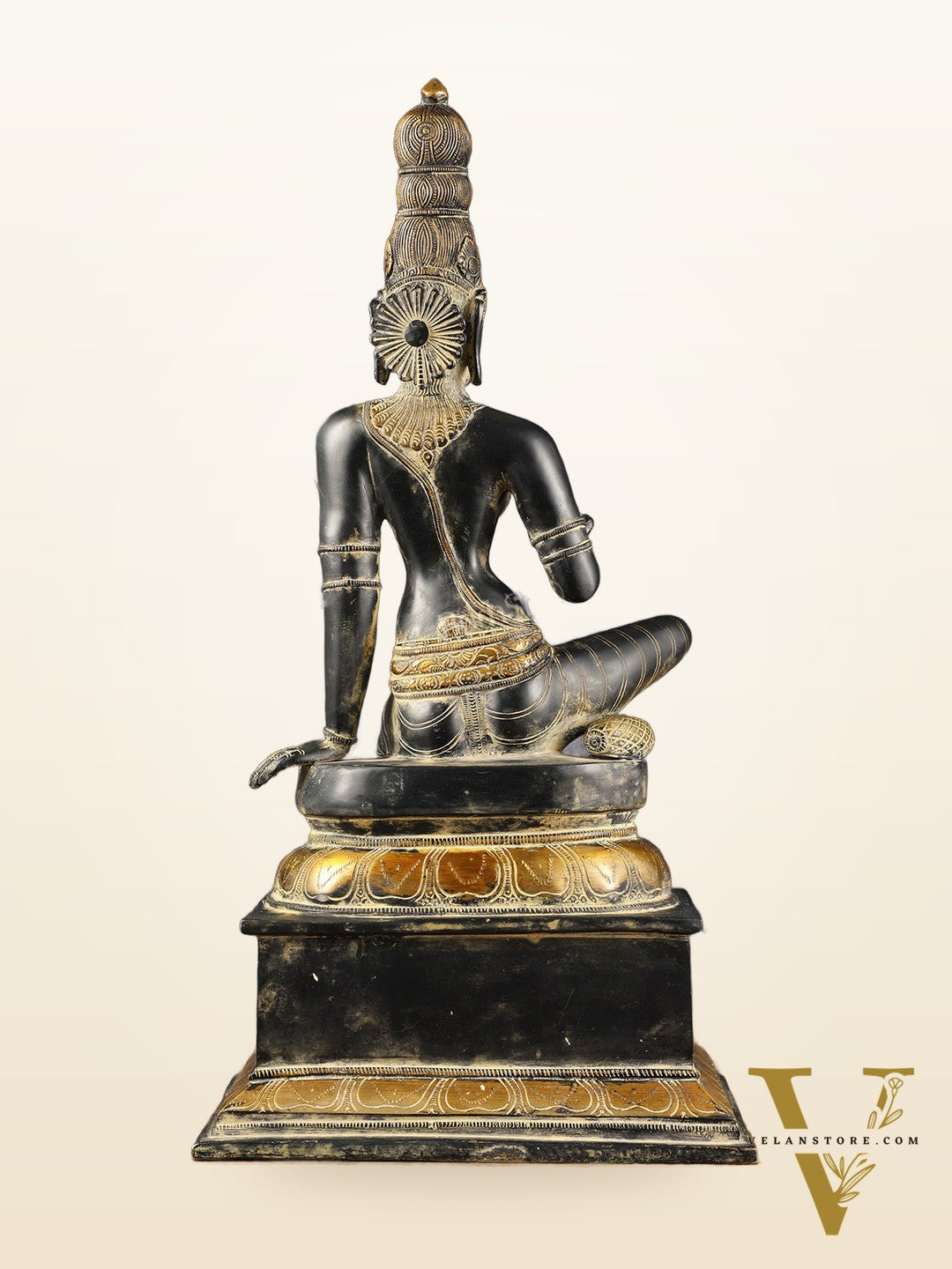 Chola Style Bhoga Shakti Brass Seated Parvati Uma Devi Sculpture | Height: 20.5 inch