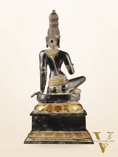 Chola Style Bhoga Shakti Brass Seated Parvati Uma Devi Sculpture | Height: 20.5 inch