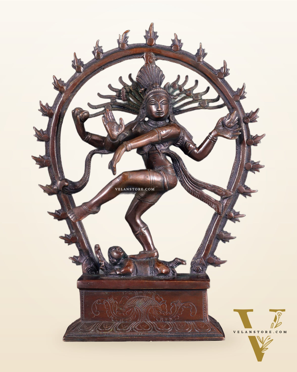 Chola Style Brass Nataraja Statue – Vintage Tone | 12"