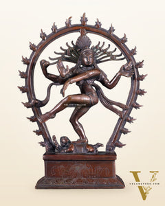 Chola Style Brass Nataraja Statue – Vintage Tone | 12"