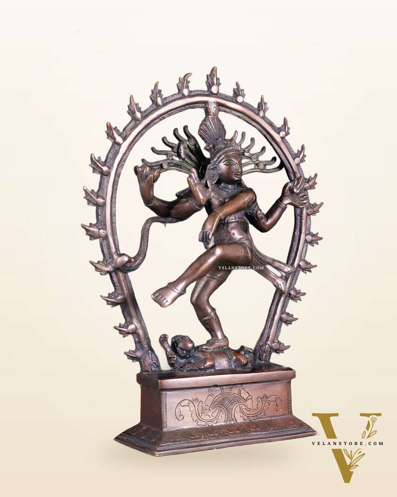 Chola Style Brass Nataraja Statue – Vintage Tone | 12"