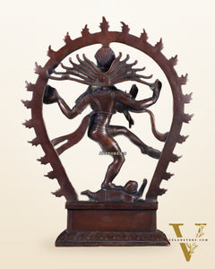 Chola Style Brass Nataraja Statue – Vintage Tone | 12"