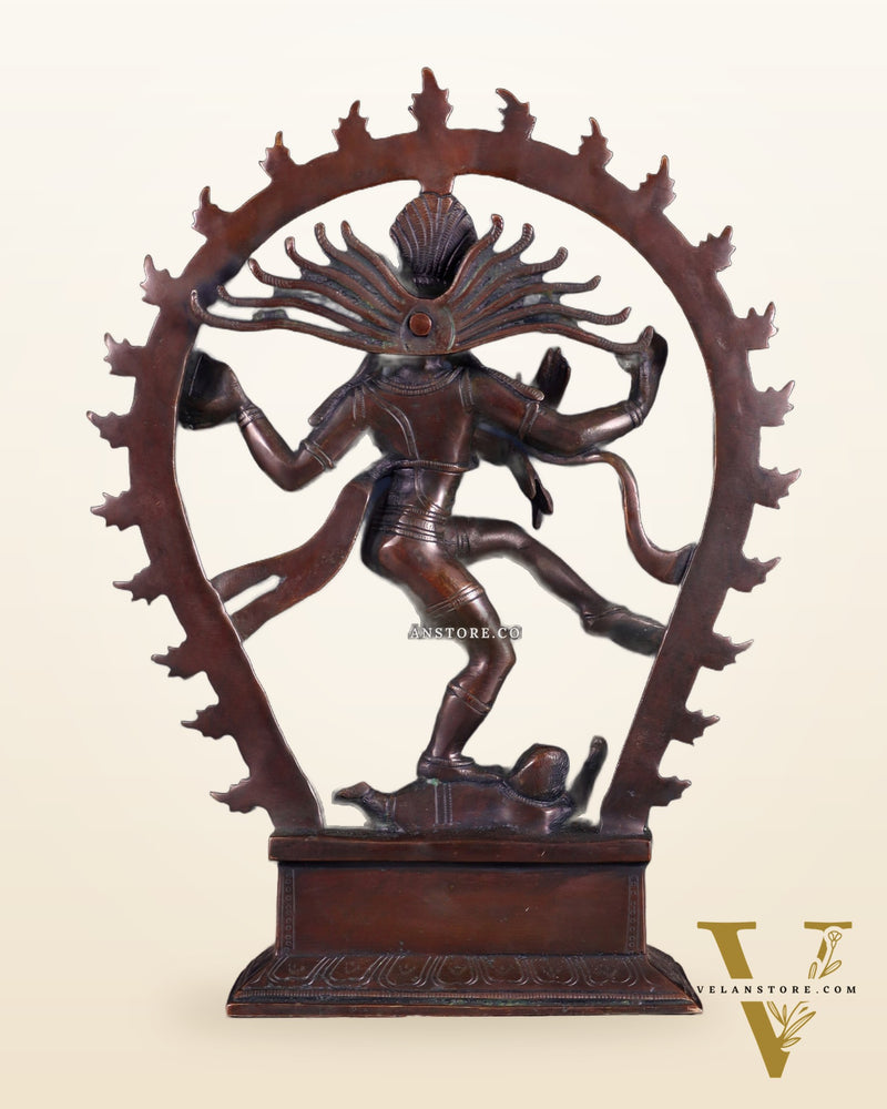 Chola Style Brass Nataraja Statue – Vintage Tone | 12"