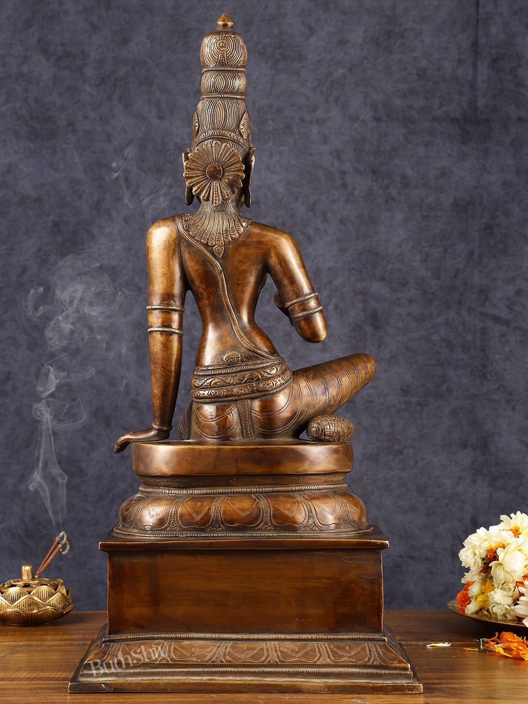 Chola Style Bhoga Shakti Brass Seated Parvati Uma Devi Sculpture | Height: 20.5 inch