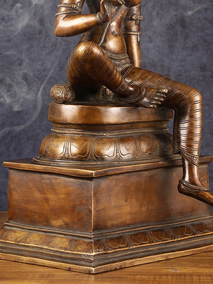 Chola Style Bhoga Shakti Brass Seated Parvati Uma Devi Sculpture | Height: 20.5 inch