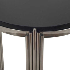 Velvet Arc Side Table | Black Marble Top With Chrome Base | Designer Half-Moon Accent Table