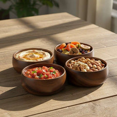 Chutney Bowl Set of 4 | Dryfruits Bowl Set | Wooden Bowl Set