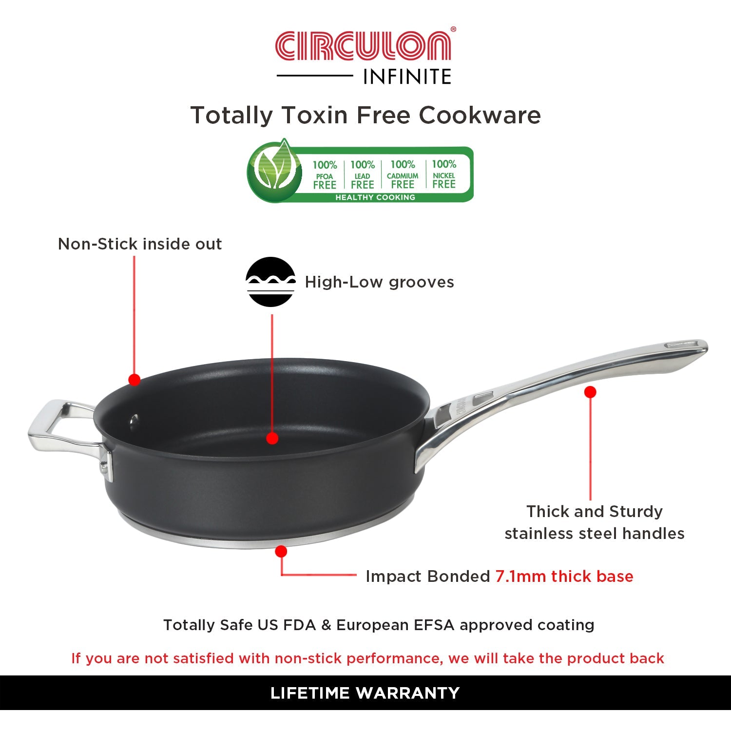 Circulon Momentum 24cm Non-Stick Sautepan/Deep Frypan with Lid