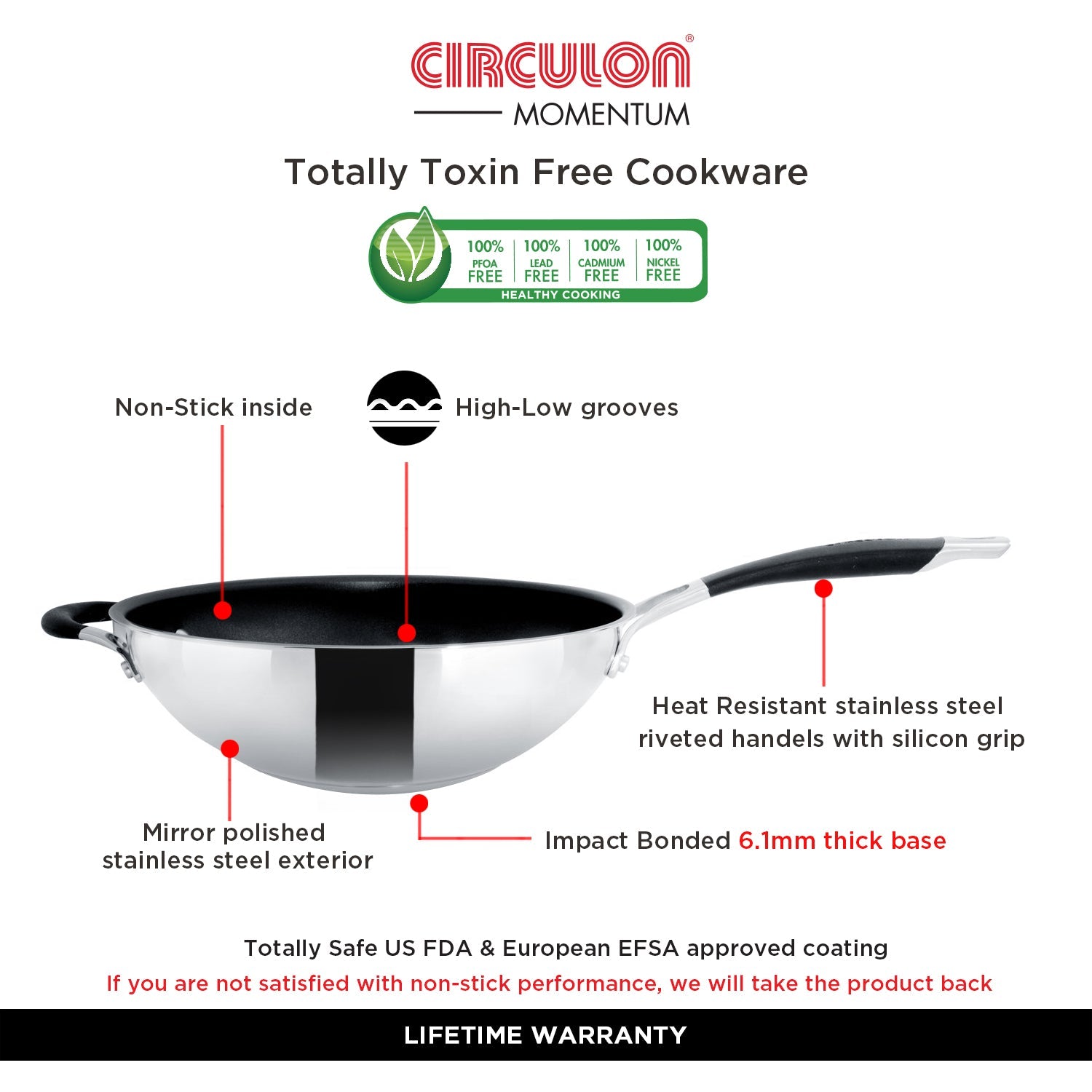 Circulon Momentum Non-Stick 27cm  Stirfry/Wok with Handle