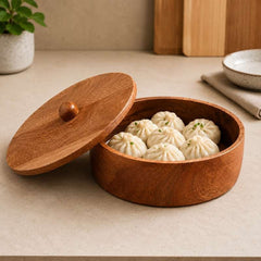 Classic Solid Wood Roti & Momos Box