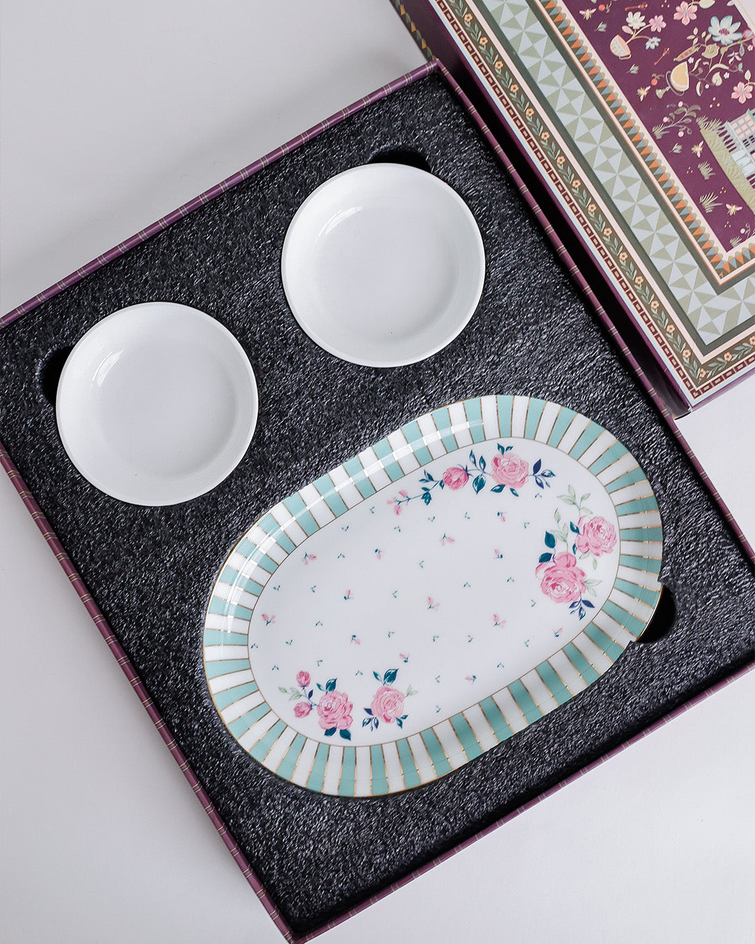 Magique by The Wishing Chair x Clay Craft, Portrait of a Rose Charlie Platter Medium with Munch Bowl Set of 3