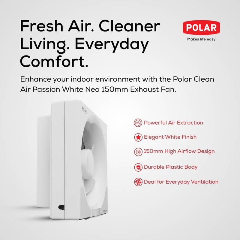 Polar Clean Air Exhaust Fan High Speed Powerful Ventilation Low Noise White 150 mm Exhaust Fan-5