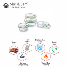 Glass 400ml, 650ml, 950ml & 1300ml Food Storage & Bakeware Container with Airtight Lid Round Clickfresh