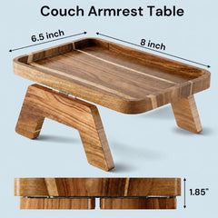 Luxury Wooden Sofa Arm Tray – Clip-On Couch Armrest Table for Drinks, Snacks & Remote
