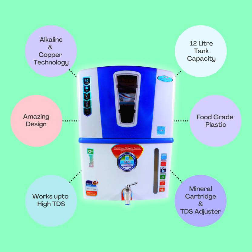 E.f.m Cloud-9 Water Purifier Luxury Domestic RO System 12 L RO + UV + UF + Alkaline + TDS Control Water Purifier