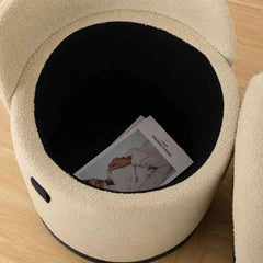 Modern Armless 360° Swivel Storage Ottoman Chair – Comfy Vanity Stool for Bedroom Living Room