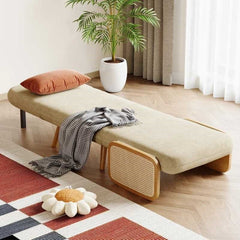 Beige Mid-Century Sleeper Sofa Cum Bed Chair – 3-in-1 Convertible Daybed Chaise Lounge
