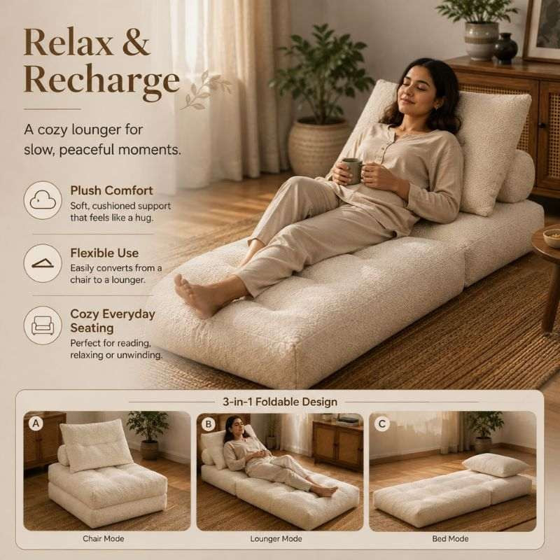 Fold Out Futon Chair | Foldable Single Sofa Bed for Guests