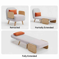 Grey Mid-Century Sleeper Sofa Come Bed – 3-in-1 Convertible Daybed Chaise Lounge Chair
