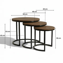 Round Nesting Table . Nesting Table set of 3 . Multi purpose Furniture