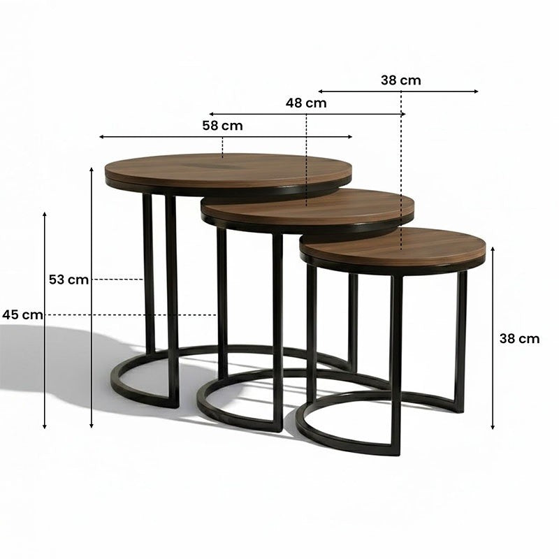 Round Nesting Table . Nesting Table set of 3 . Multi purpose Furniture