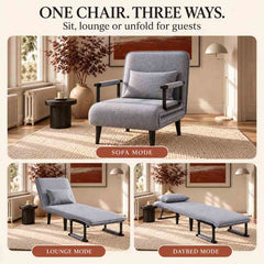 Single Seater Folding Sofa Come Bed, Convertible Sleeper Chair Bed for Bedroom & Guest Room, Space Saving Recliner Sofa Bed