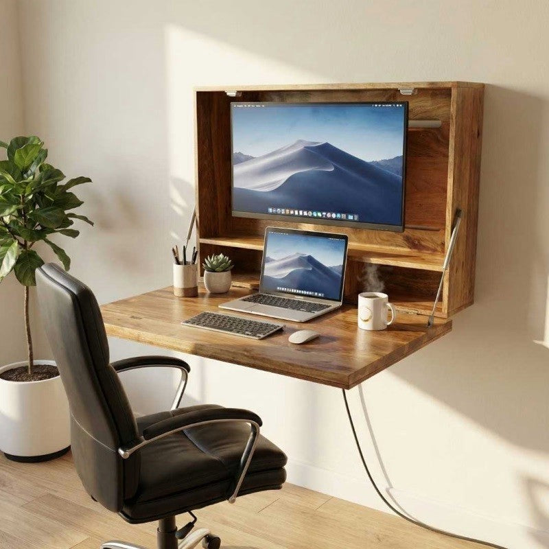 Solid Wood Wall Mounted Fold Drop Down Desk/Table for Home & Office