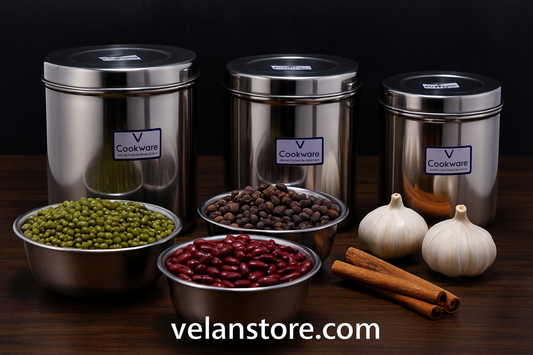 Vcookware Stainless Steel Storage Container Set – Airtight, Durable & Elegant Kitchen Canisters