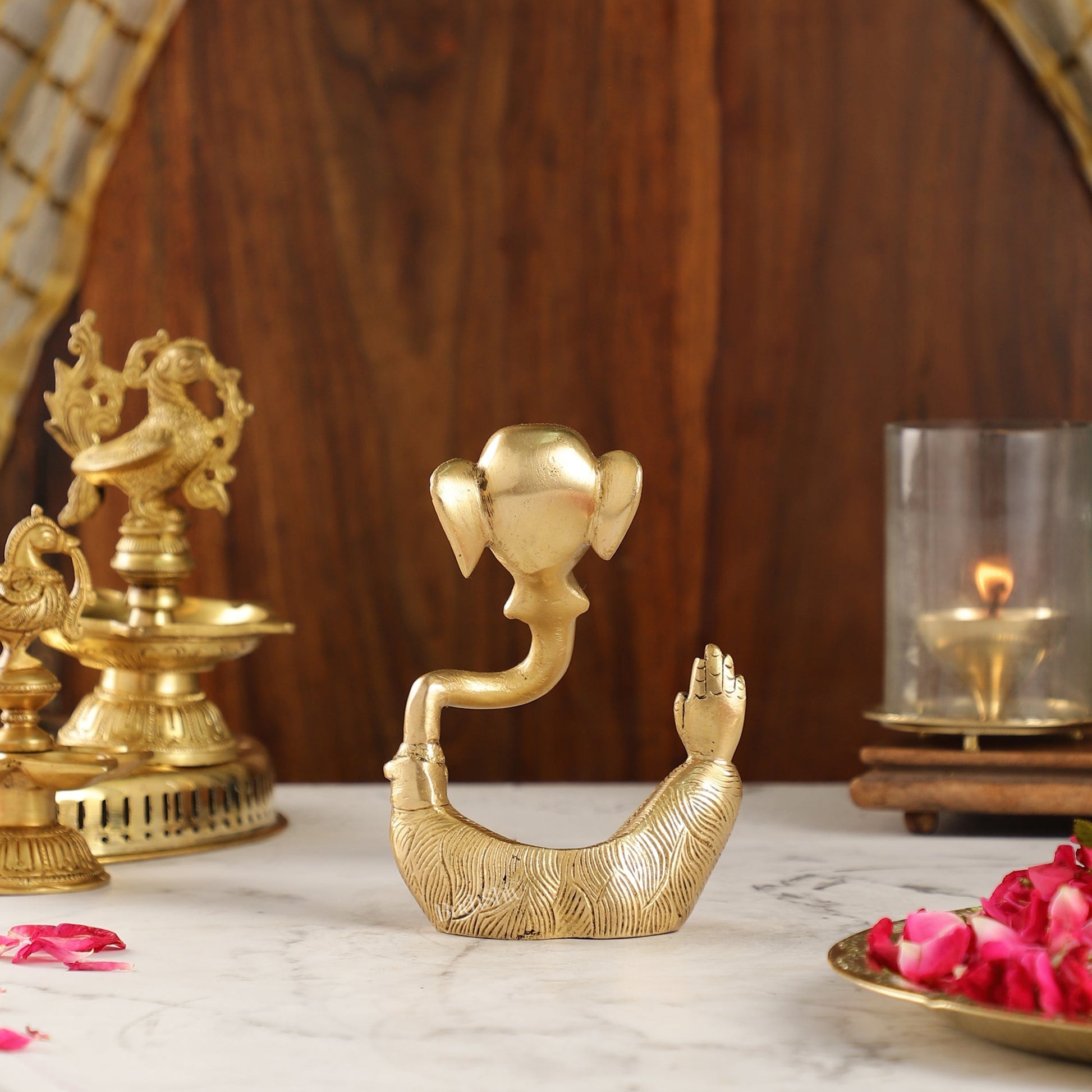 Contemporary Brass Modern Ganesha Idol | 6" Height | Artistic Expression