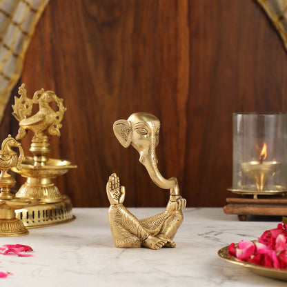 Contemporary Brass Modern Ganesha Idol | 6" Height | Artistic Expression