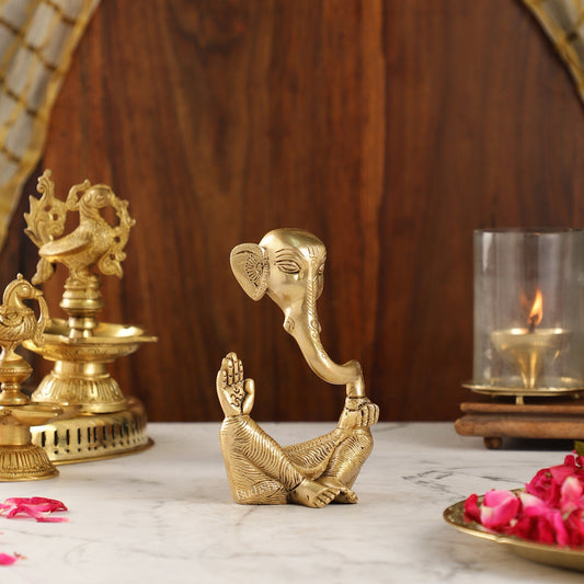 Contemporary Brass Modern Ganesha Idol | 6" Height | Artistic Expression