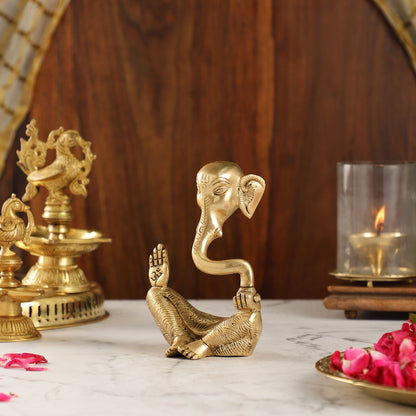 Contemporary Brass Modern Ganesha Idol | 6" Height | Artistic Expression