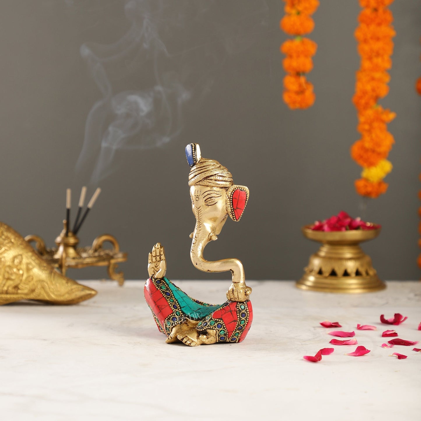 Contemporary Brass Pagadi Ganesha Idol | 7" Height