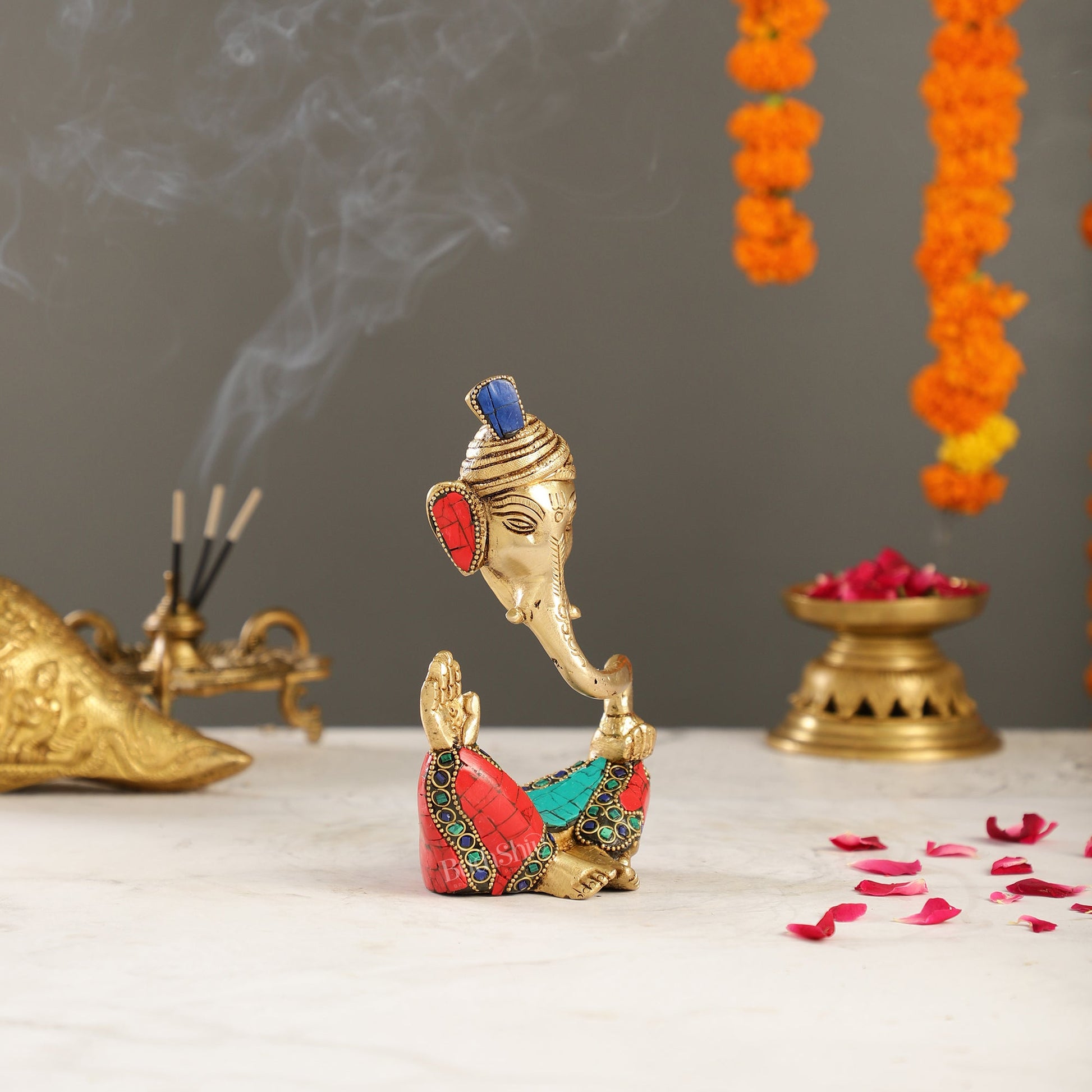 Contemporary Brass Pagadi Ganesha Idol | 7" Height