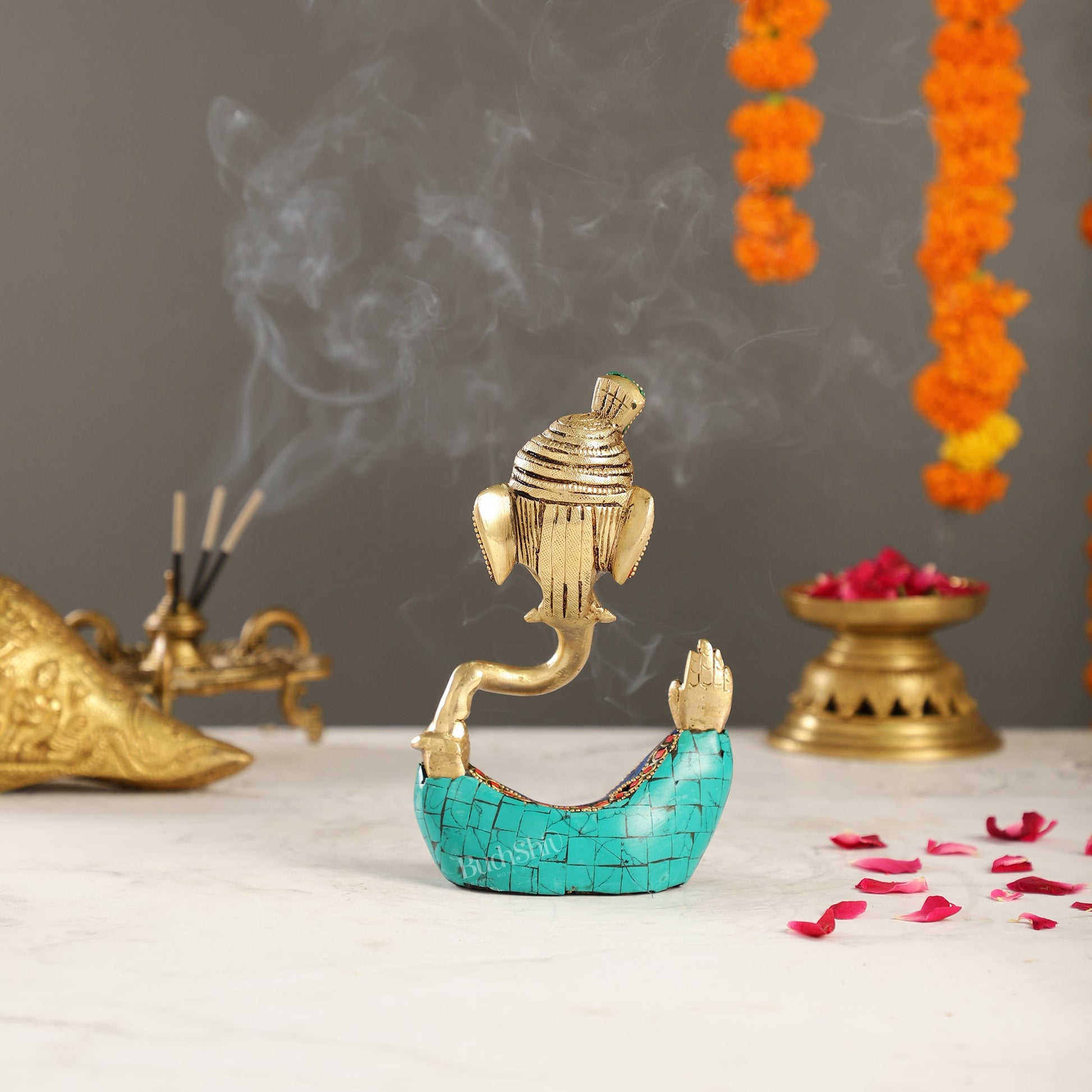 Contemporary Brass Pagadi Ganesha Idol | 7 inch